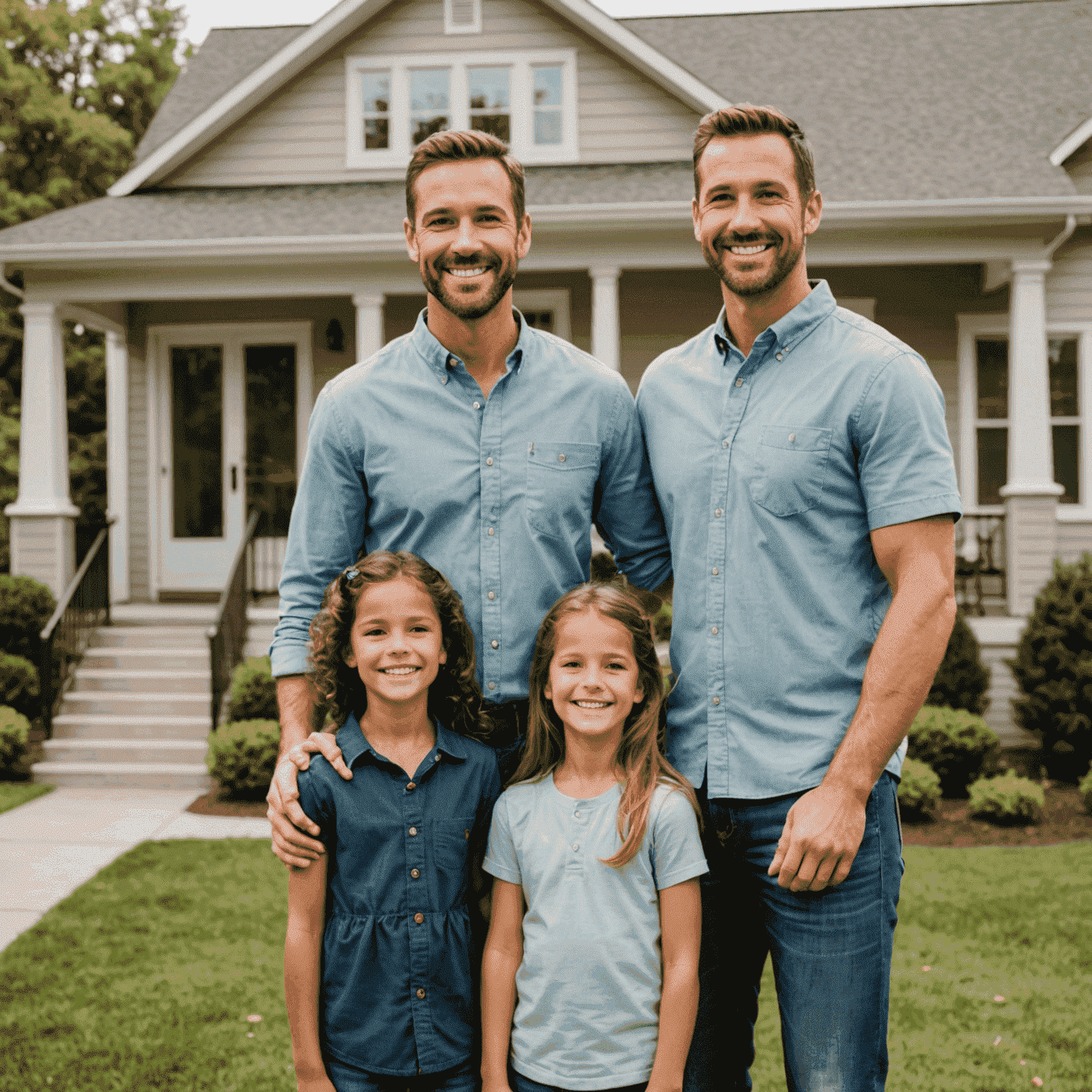 A smiling family standing in front of their newly renovated home, symbolizing the benefits of using a home equity loan for home improvements